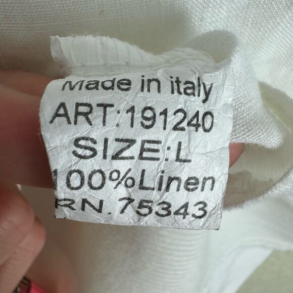 Lungo L'Arno NWT White Beaded 100% Linen Tank Blouse Made In Italy Size L - Picture 7 of 8